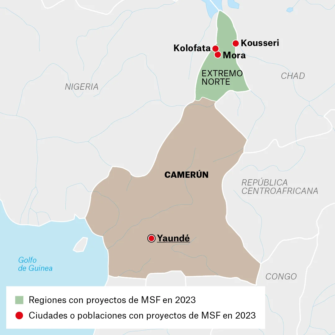 Mapa de actividades de MSF en Camerún