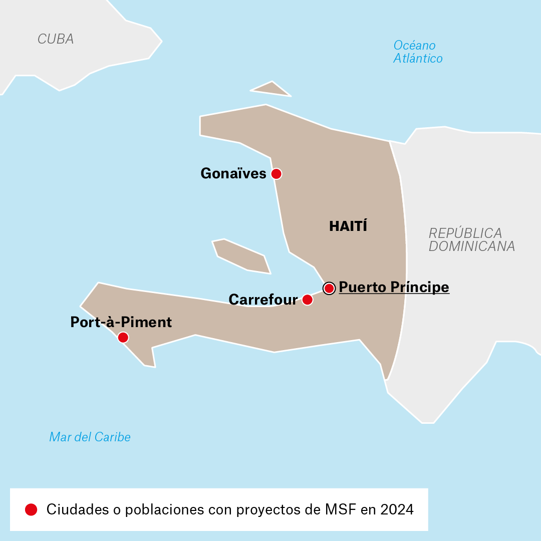 Mapa de actividades de MSF en 2024