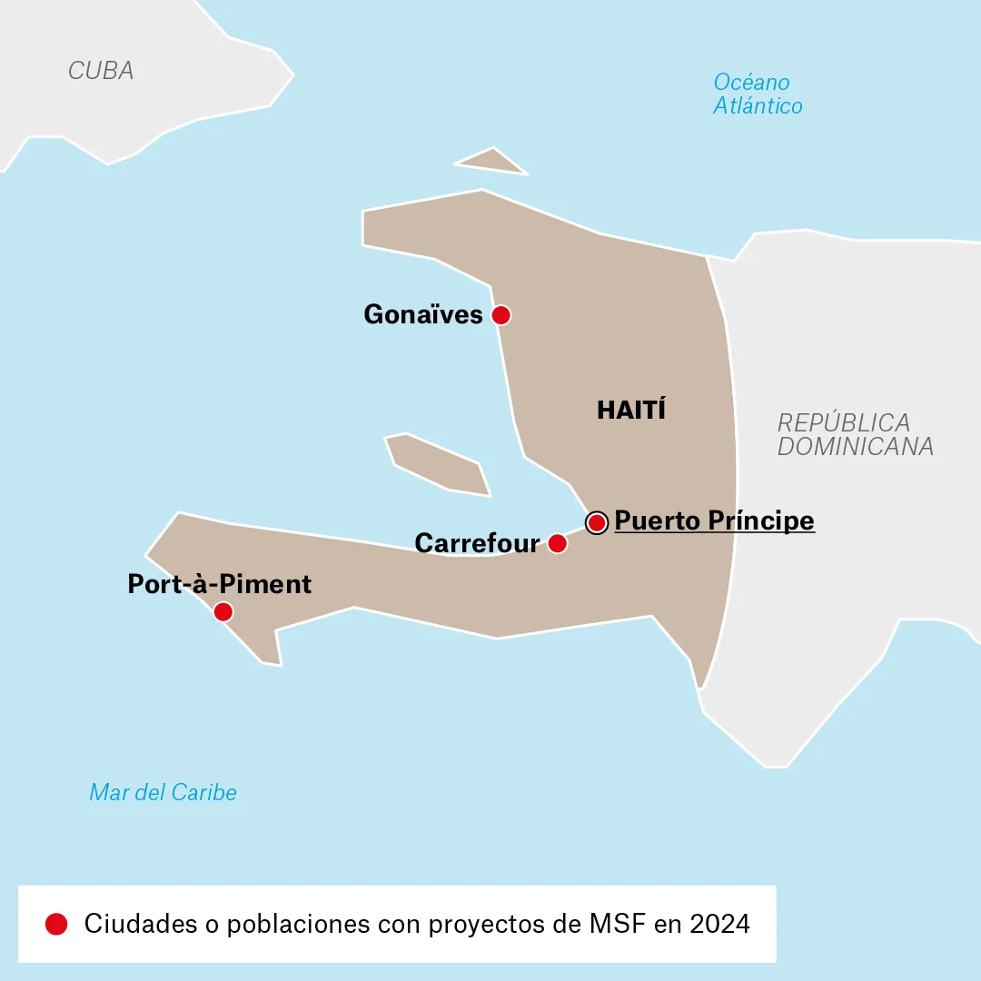 Mapa de actividades de MSF en 2024