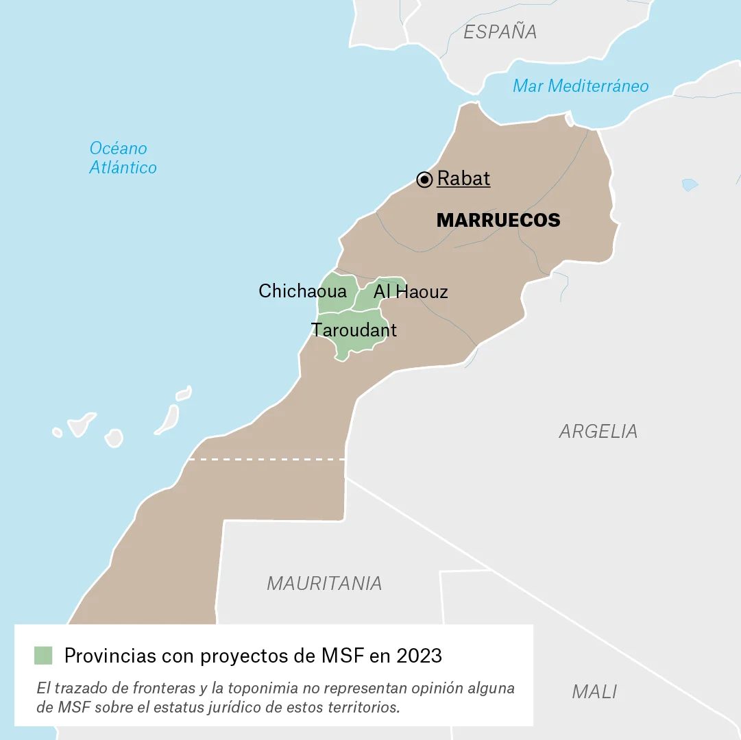 Mapa de actividades de MSF en Marruecos