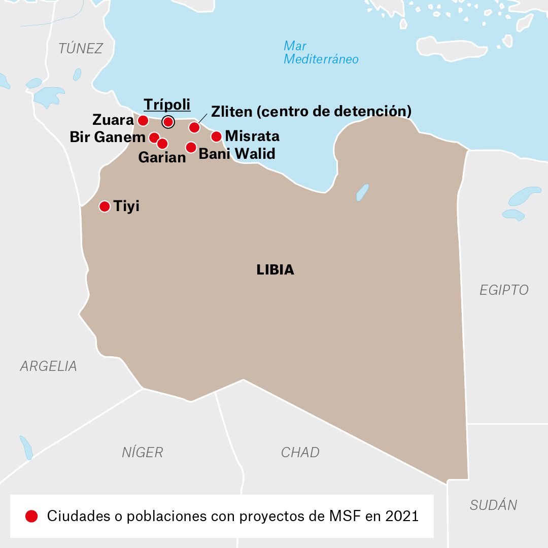 Mapa de actividades en Libia durante 2021