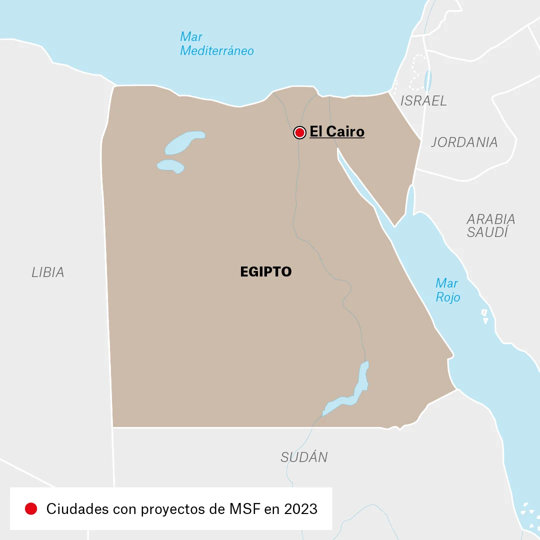 Mapa de actividades de MSF en Egipto 