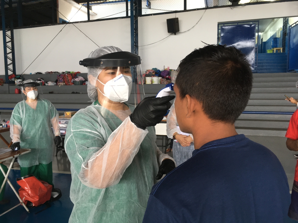 Screening at indegenous shelter in Manaus, Amazon region
