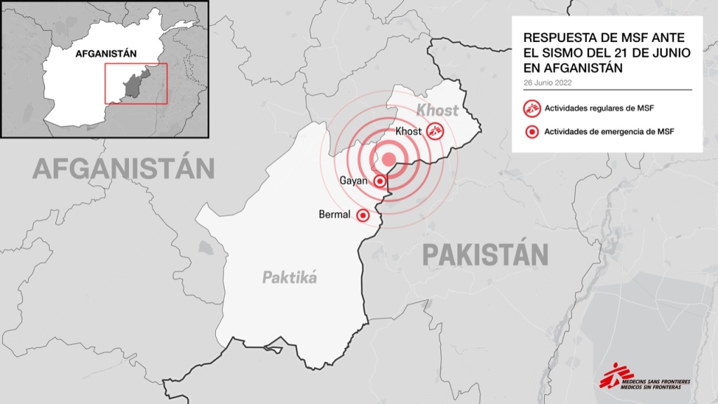 Mapa Respuesta de MSF en Afganistán