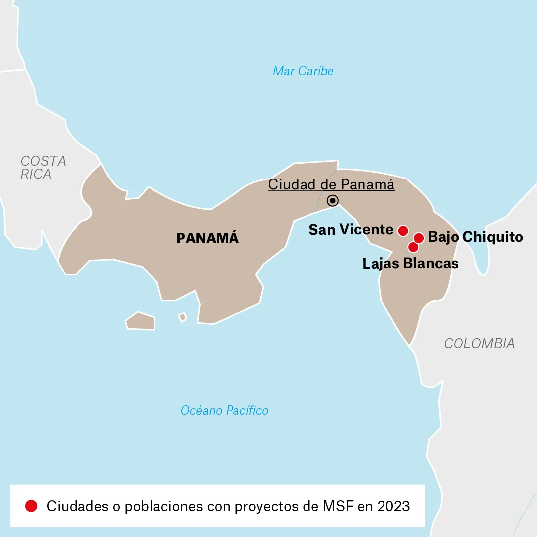 Mapa de actividades de MSF en Panamá
