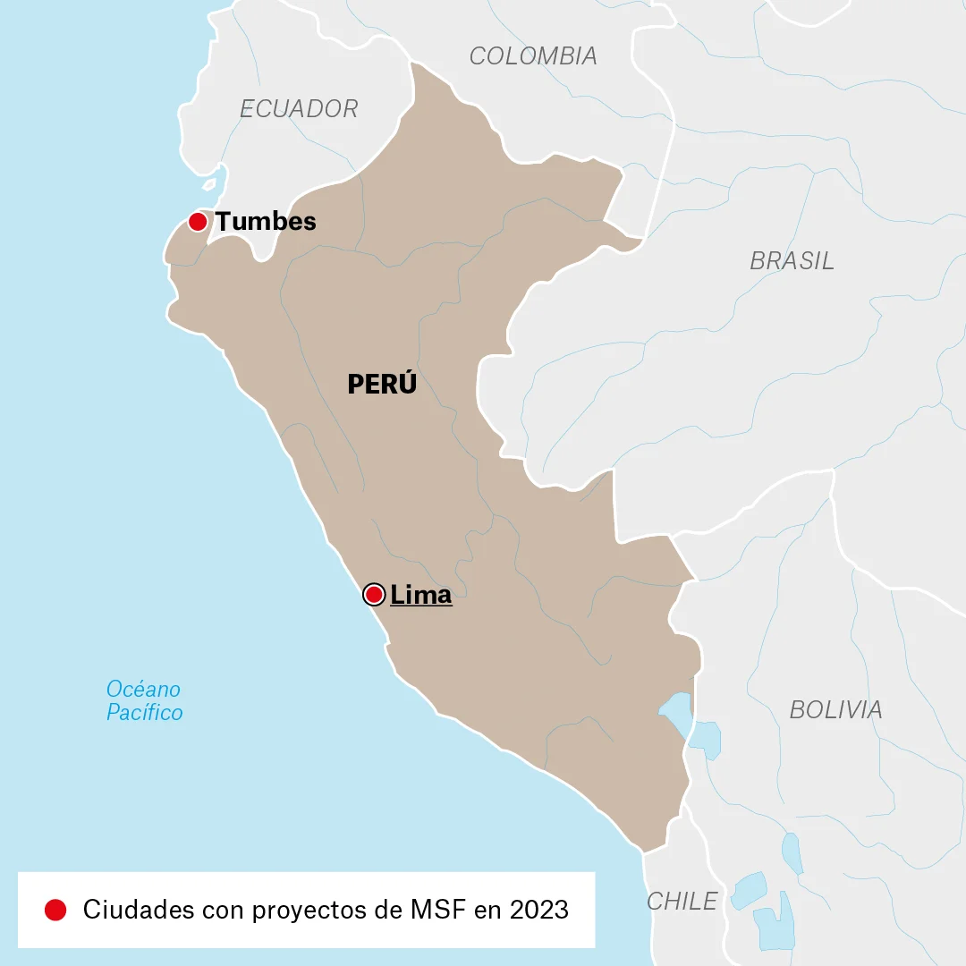 Mapa deactividades de MSF en Perú