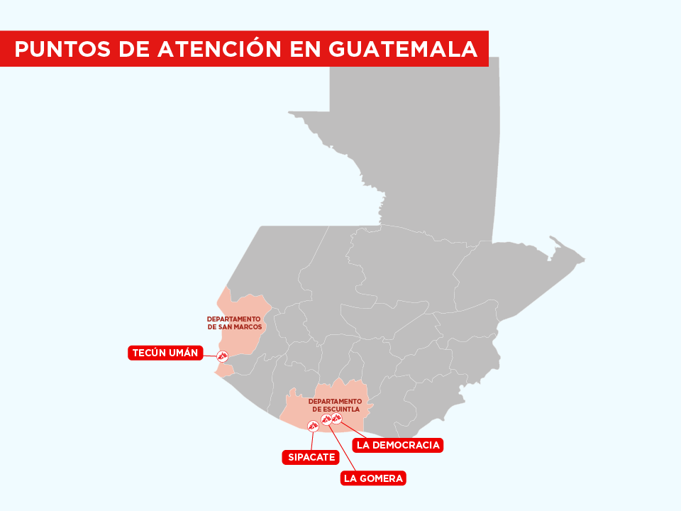 Mapa de actividades de MSF en Guatemala