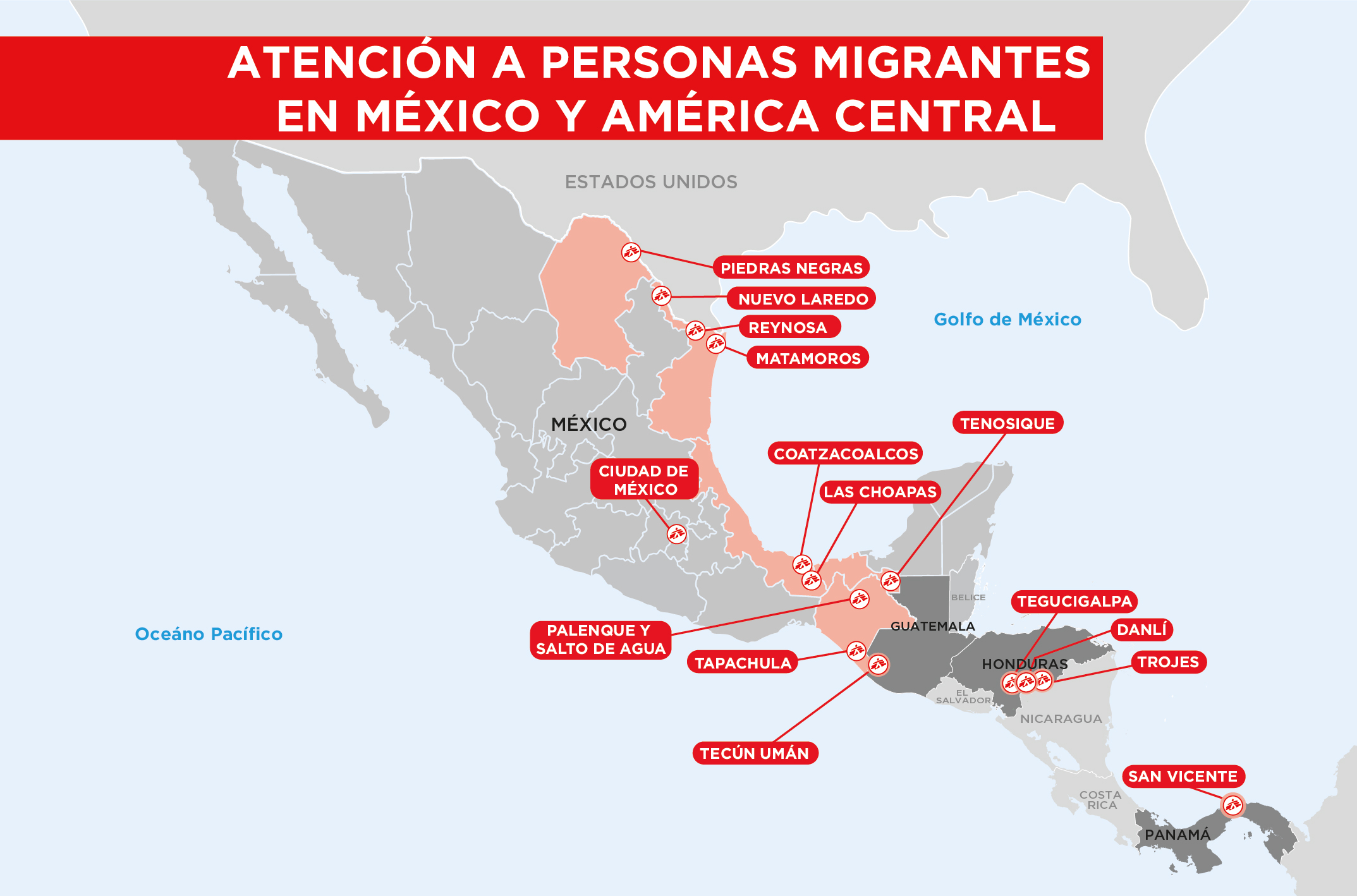 Puntos de atención de Médicos Sin Fronteras para personas migrantes