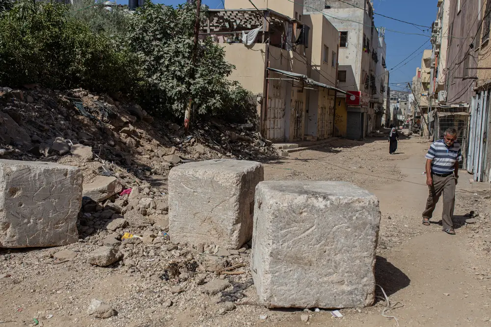 Vista de la entrada del campo de refugiados de Jenin.