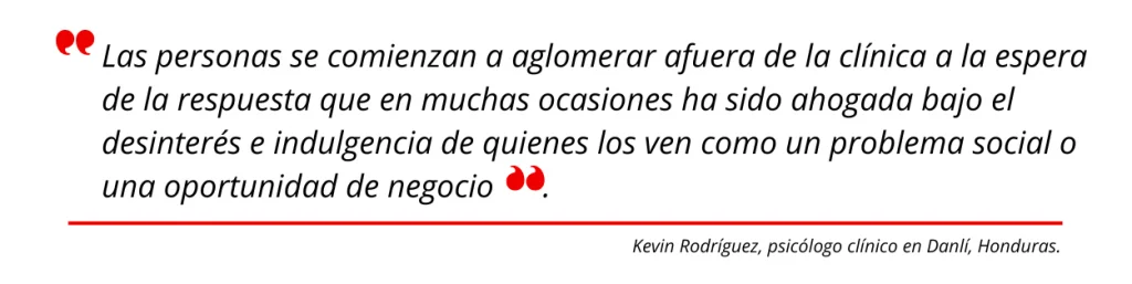 Quote sobre atención de salud mental a personas migrantes en Honduras