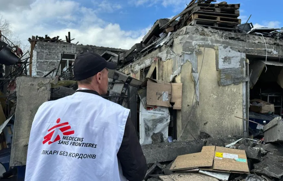 Oficina de MSF destruida en Donetsk. Abril, 2024.