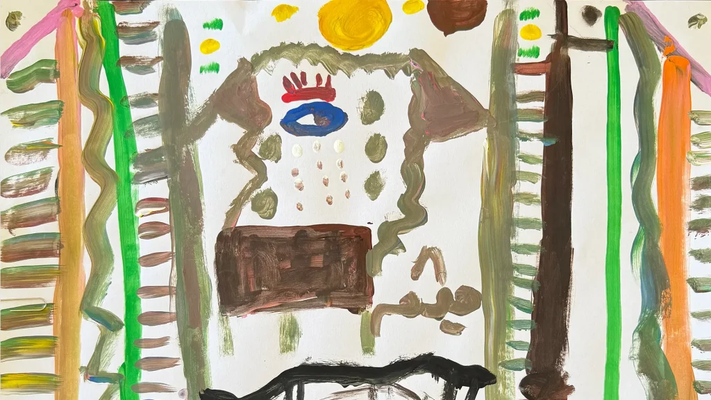 Haitham, 13 años El ojo llora de tristeza, pues no había comida. Sus amigos fueron a buscar comida, pero se lastimaron. Luego fueron al mercado y empezaron a robar comida.