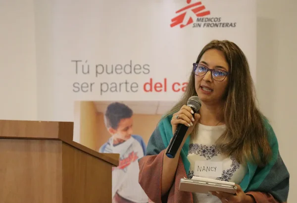 Nancy Guerrero Castillo, directora general de Médicos Sin Fronteras para Sudamérica de habla hispana, en el taller sobre crisis climática realizado en Bogotá, Colombia