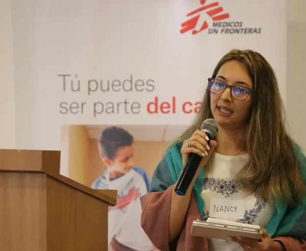 Nancy Guerrero Castillo, directora general de Médicos Sin Fronteras para Sudamérica de habla hispana, en el taller sobre crisis climática realizado en Bogotá, Colombia