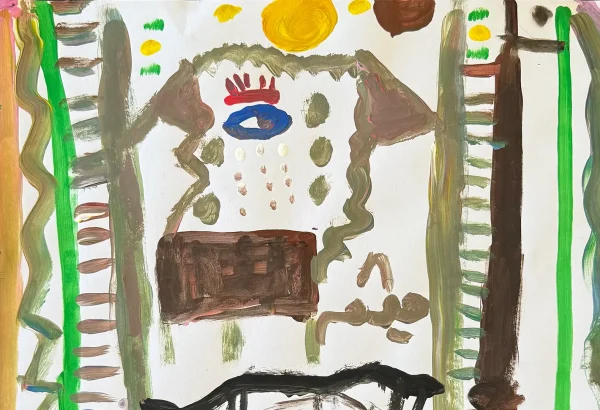 Haitham, 13 años El ojo llora de tristeza, pues no había comida. Sus amigos fueron a buscar comida, pero se lastimaron. Luego fueron al mercado y empezaron a robar comida.