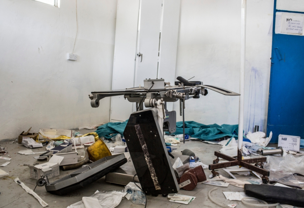 The destroyed and ransacked operating theater at the MSF hospital in Leer