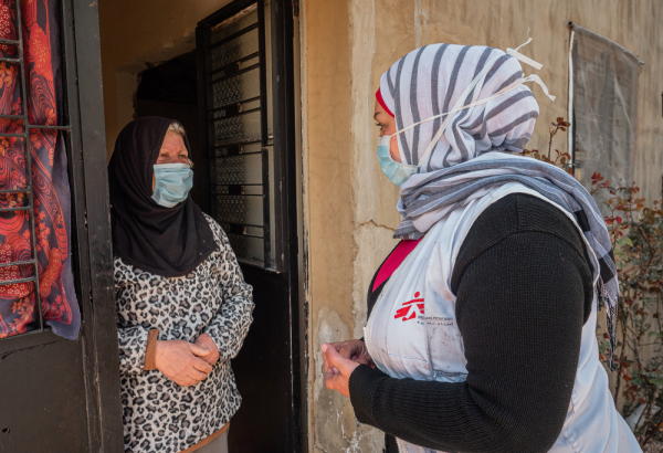 MSF social worker visiting Fawziyya Al-Sahili
