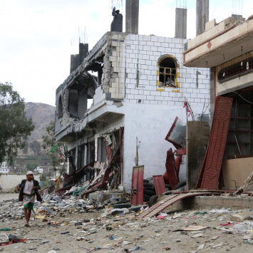 Haydan streets and buildings destroyed by airstrikes.