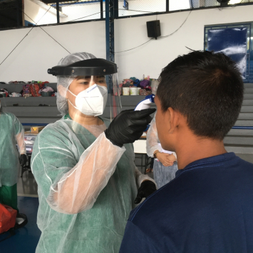 Screening at indegenous shelter in Manaus, Amazon region